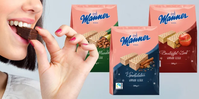 Rakúske oplátky Manner: Veľké balenia po 3 kusoch