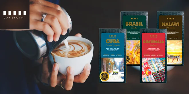 Cafepoint: Čerstvo pražené zrnkové kávy z celého sveta
