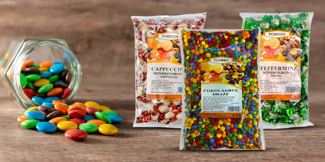 Čokoládové dražé a pestré mini cukríky: 250 - 1000 g balenia