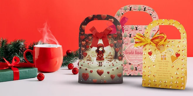 Darčekové tašky s čajmi aj mandľami v čokoláde