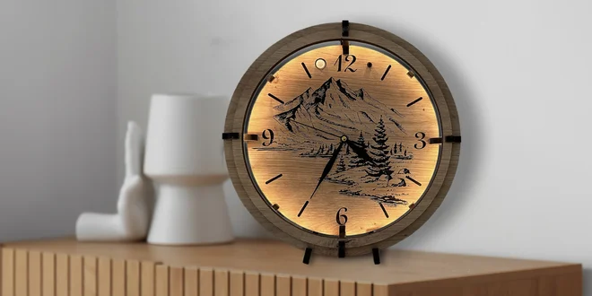 Dizajnové svetelné hodiny a lampy s prírodnými motívmi