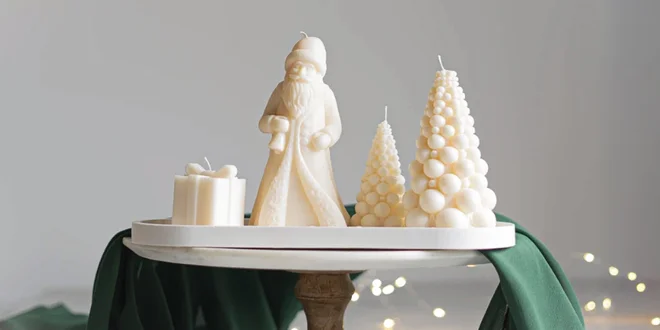 Sójové ručne vyrábané sviečky s vianočnými motívmi