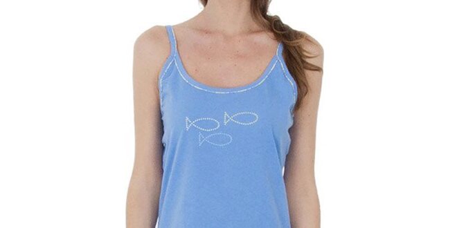 Dámská blankytně modrá noční košile s rybičkami Cocodream