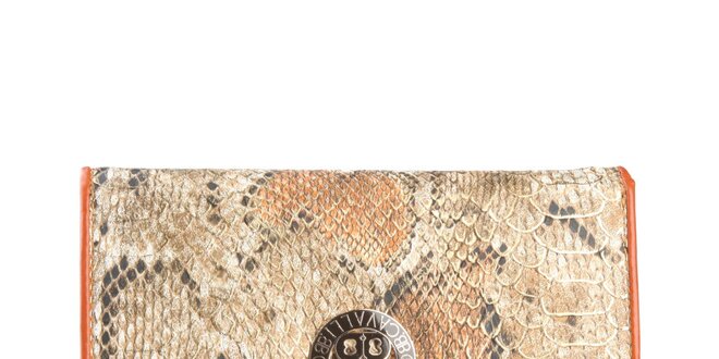 Dámská hnědobéžová peněženka s motivem hadí kůže Cavalli B.