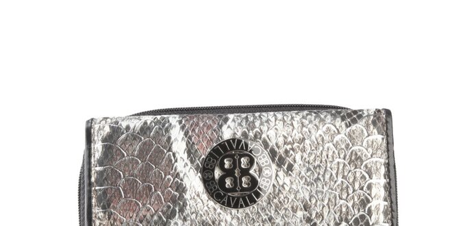 Dámská černá peněženka s motivem hadí kůže a logem Cavalli B.
