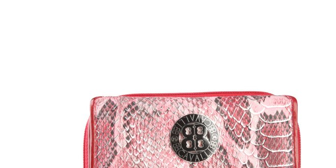 Dámská červená peněženka s motivem hadí kůže a logem Cavalli B.