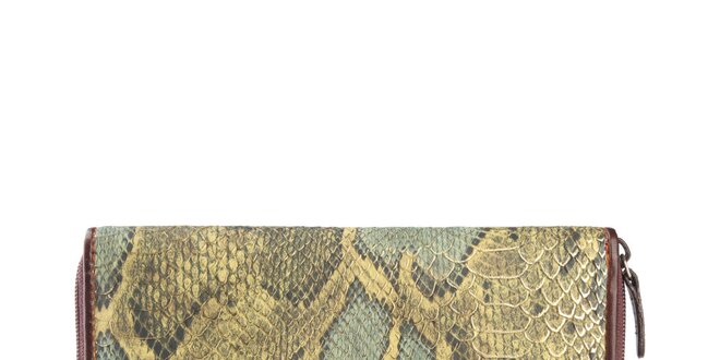 Dámská zelenohnědá peněženka s hadím vzorem Cavalli B.
