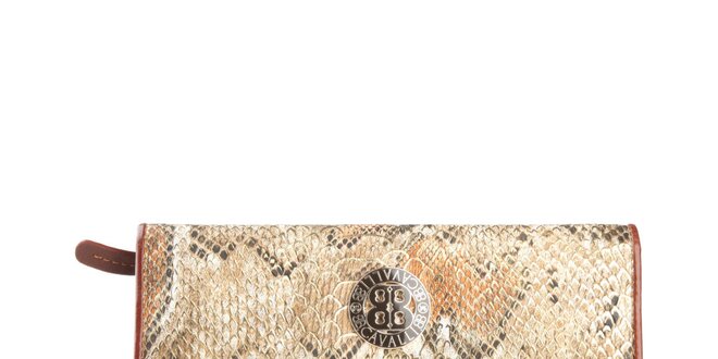 Dámská světle hnědá peněženka na patentku Cavalli B. s hadím vzorem
