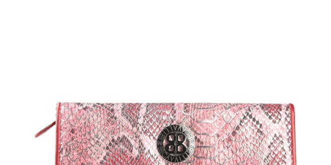 Dámská červená peněženka na patentku Cavalli B. s hadím vzorem
