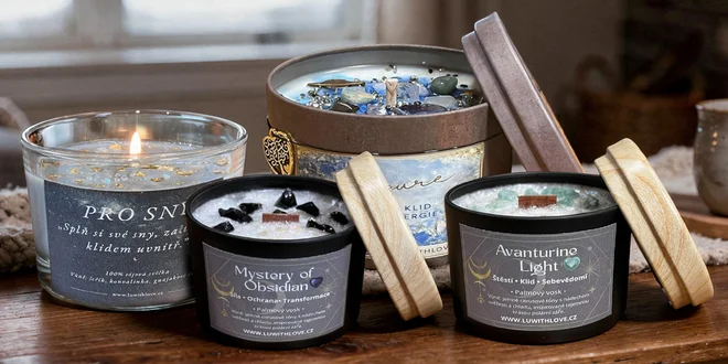 Ručně vyrobené svíčky ze sójového a palmového vosku