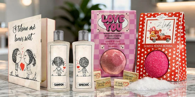 Valentýnské dárky: koupelové bomby i kosmet. sada