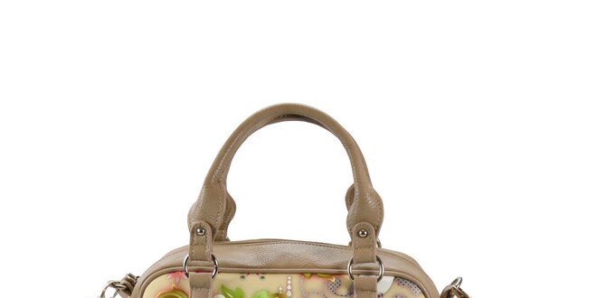 Dámská béžová kabelka s barevným vzorem Catalina Estrada