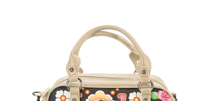 Dámská krémovočerná kabelka s barevným vzorem Catalina Estrada