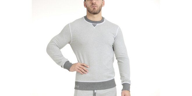 Pánské světle šedé pyžamo - triko a kalhoty QBO