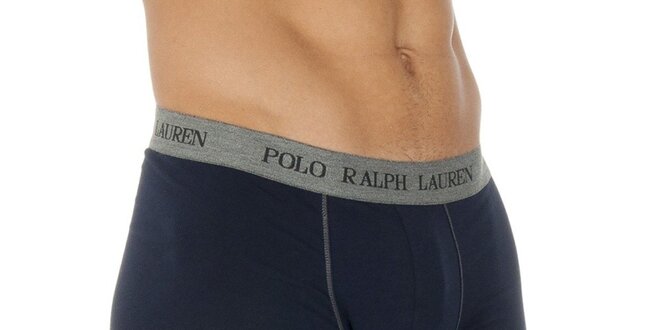Pánské černé bavlněné boxerky s ozdobnou šedivou  Ralph Lauren