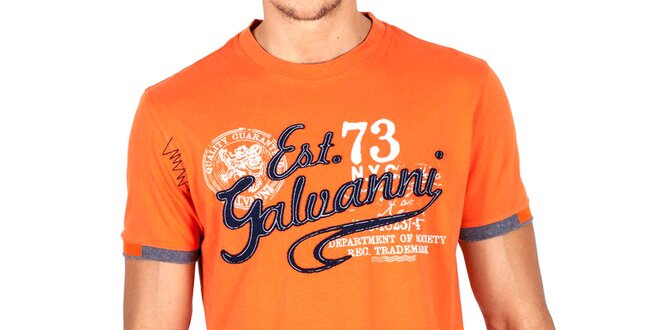 Pánské dýňově oranžové tričko s nápisem Galvanni