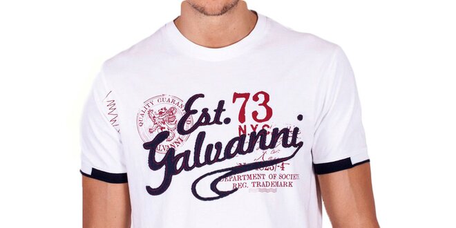 Pánské bílé tričko s nápisem Galvanni