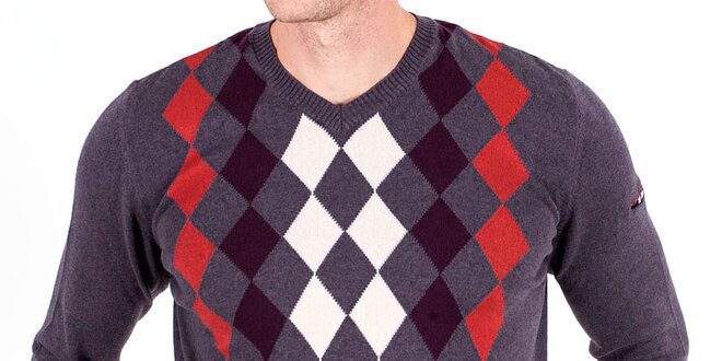 Pánský antracitový svetr se vzorem Galvanni