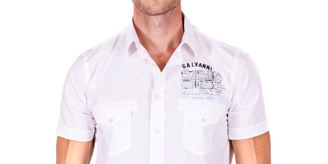 Pánská bílá košile s krátkým rukávem Galvanni