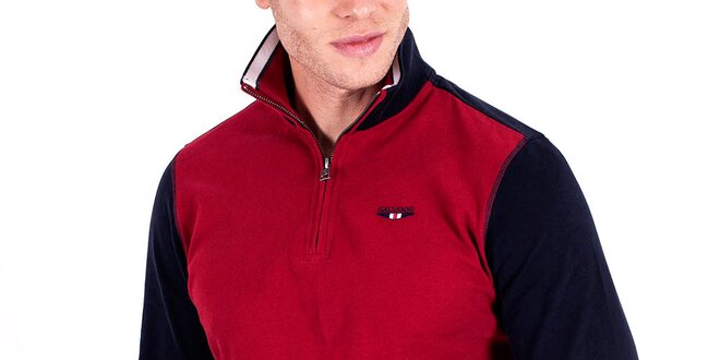 Pánský červenomodrý svetr se stojáčkem Galvanni