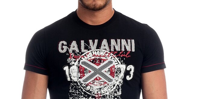 Pánské černé tričko s potiskem Galvanni