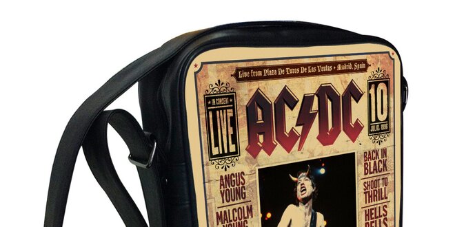 Černá taška přes rameno s motivem AC/DC Kothai