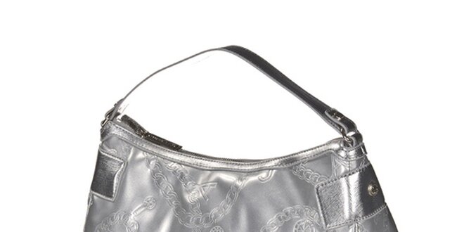 Dámská stříbrná kabelka s reliéfním povrchem Versace Jeans