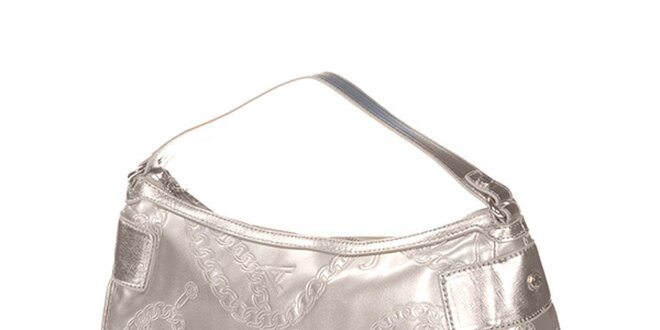 Dámská světle stříbrná kabelka s reliéfním povrchem Versace Jeans