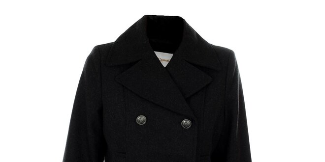 Dámský kratší šedočerný dvouřadý kabát Gémo