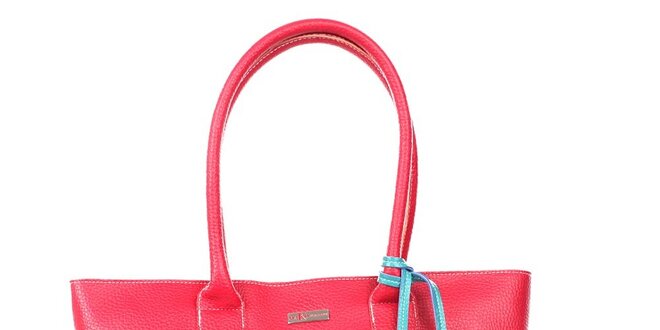 Dámská červené kabelka s kytičkovou visačkou Maku Barcelona