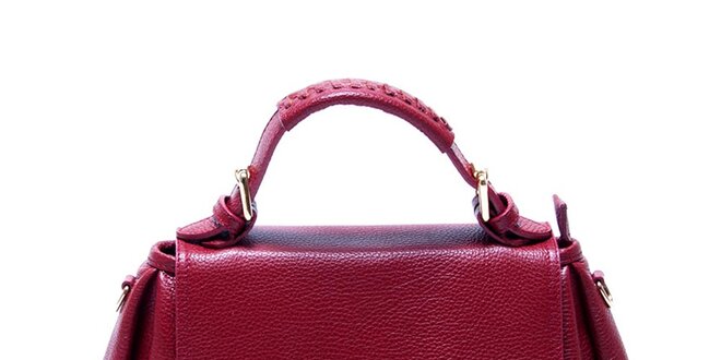 Dámská malinově červená kožená kabelka s odnímatelným popruhem Renata Corsi