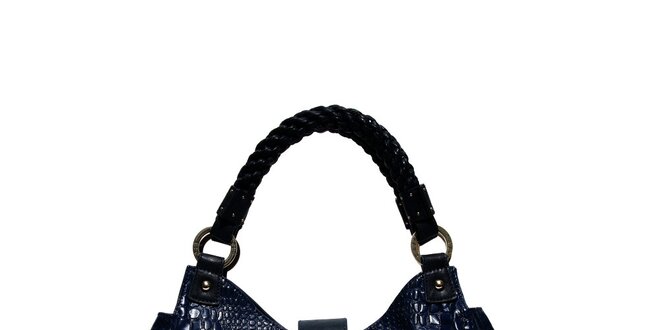Elegantní tmavě modrá kabelka značky Café Noir v imitaci krokodýlí kůže