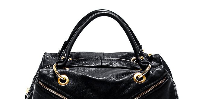 Dámská černá kožená kabelka s šikmými zipy Renata Corsi