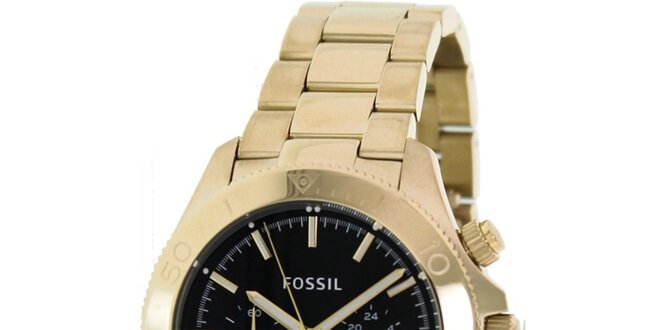 Pánské analogové hodinky s chronografem ve zlaté barvě Fossil