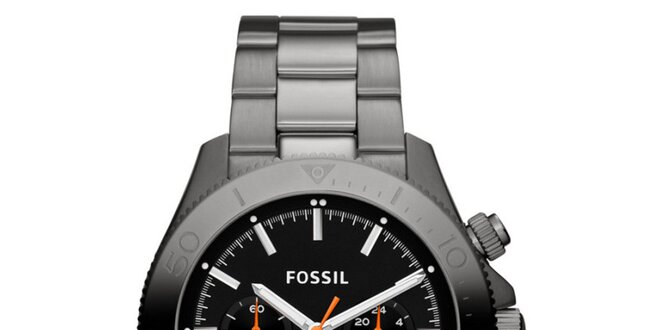 Pánské šedočerné analogové hodinky s chronografem Fossil