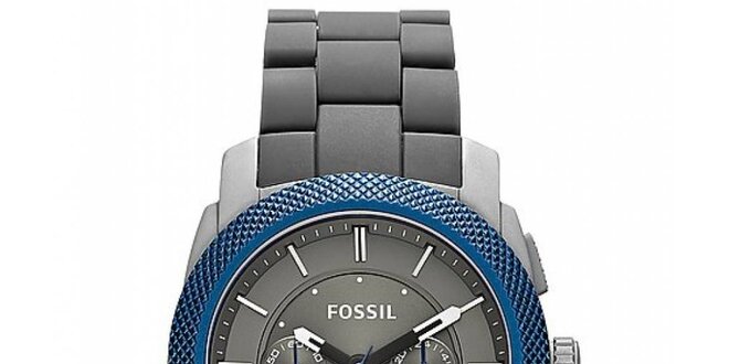 Pánské hodinky s modrou lunetou Fossil