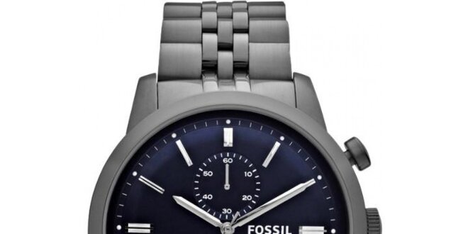 Pánské hodinky s modrým ciferníkem Fossil