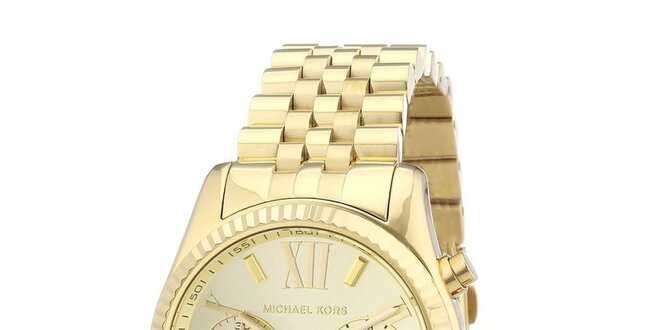Dámské hodinky s chronografem a datumovkou ve zlatém provedení Michael Kors