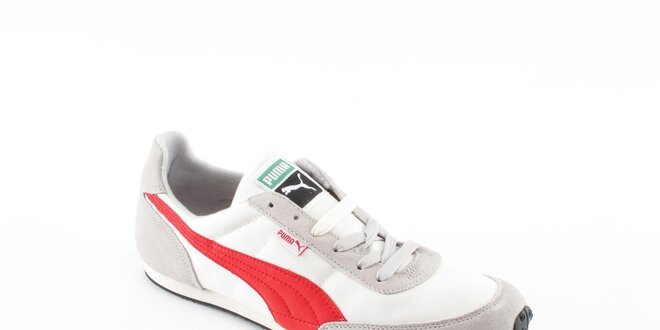 Pánské bílé tenisky Puma s červenými a šedivými detaily