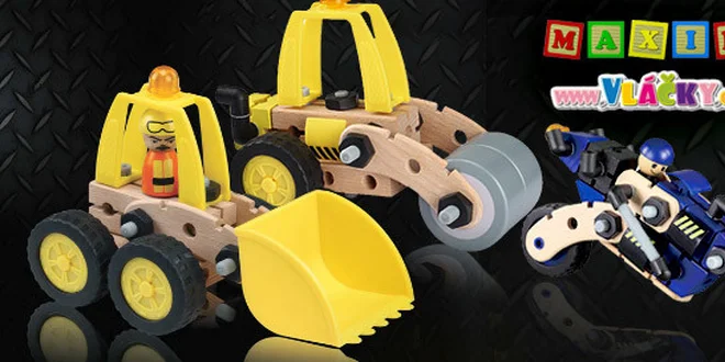 Dřevěné stavebnice – válec, motorka nebo nakladač!