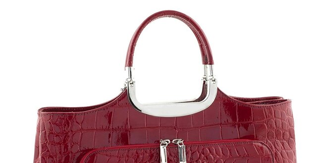 Dámská červená kožená kabelka se vzorem Classe Regina