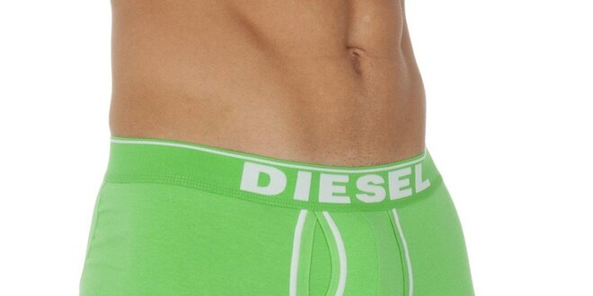 Pánské zelené boxerky s bílým potiskem Diesel