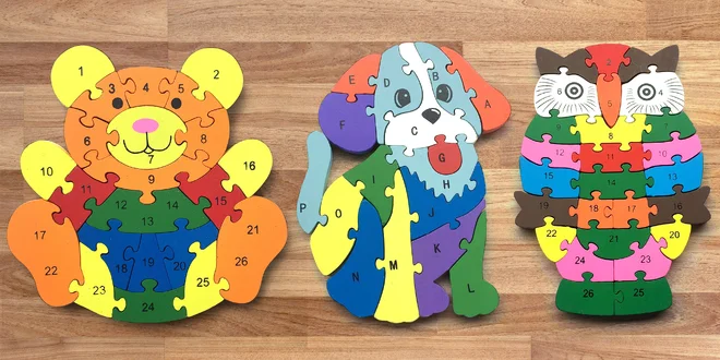 Puzzle z dřevotřísky pro rozvoj jemné motoriky