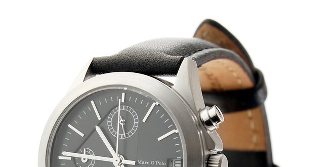 Dámské ocelové hodinky Marc O´Polo s černým koženým řemínkem