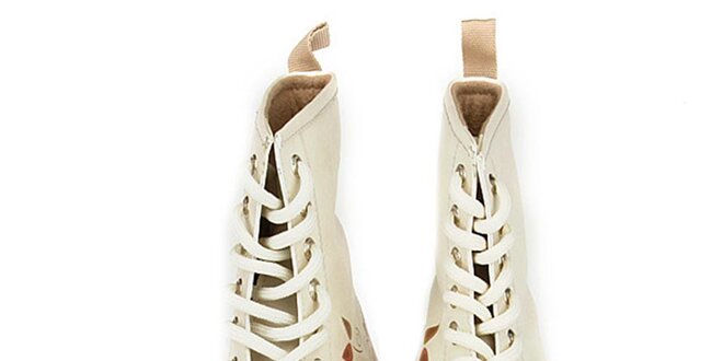 Dámské krémově bílé kotníkové boty s přírodním motivem Dogo