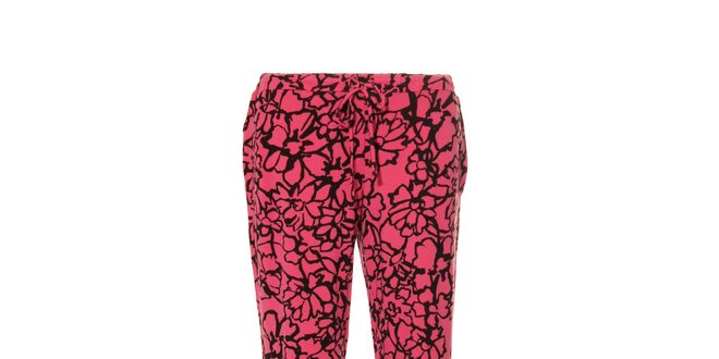 Růžové dámské kalhoty značky DKNY se vzorem