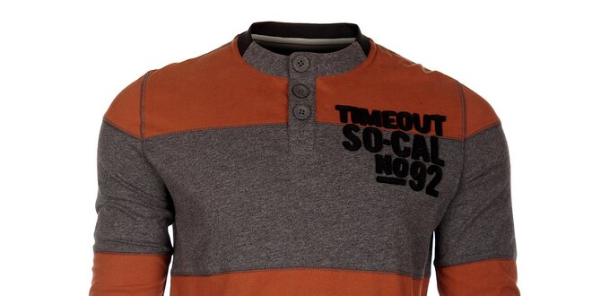 Pánské oranžovo-šedé proužkované tričko Timeout