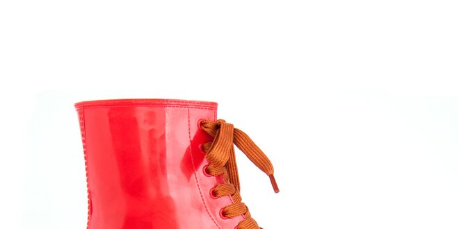 Dámské červené boty s oranžovými tkaničkami Via Bellucci
