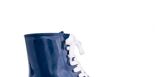 Dámské modré boty s bílými tkaničkami Via Bellucci