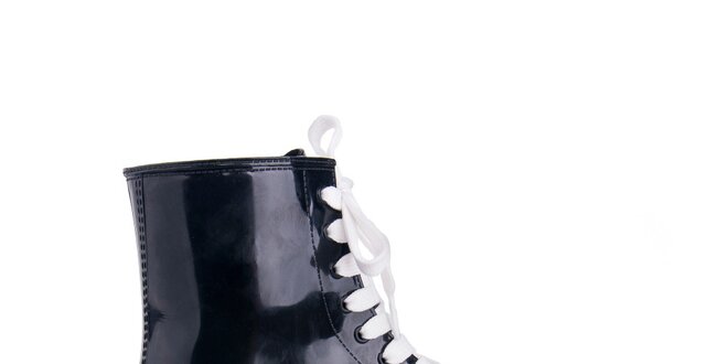 Dámské černé boty s bílými tkaničkami Via Bellucci